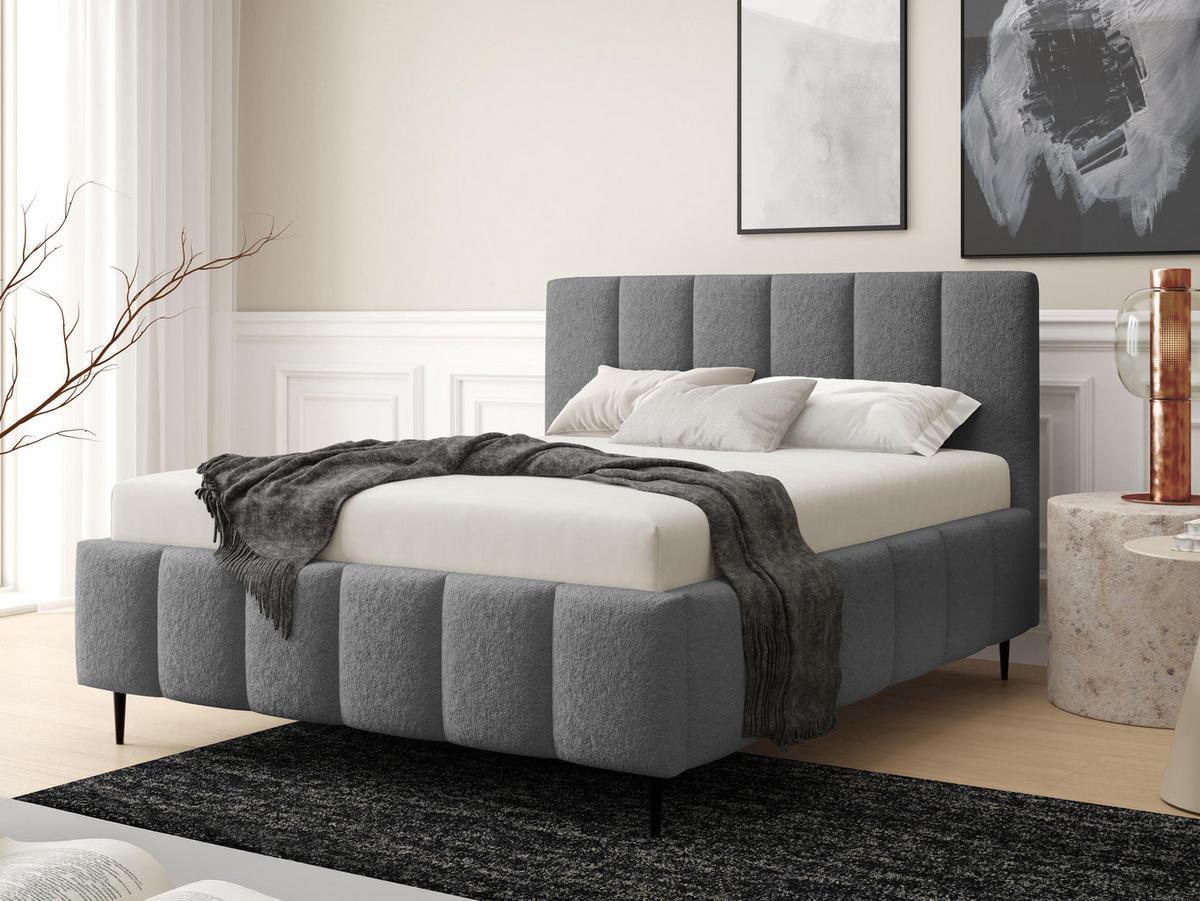 POLSTERBETT Lunaro Leg - Schwarz/Grau, Holz/Textil (160/200cm) - MIRJAN24