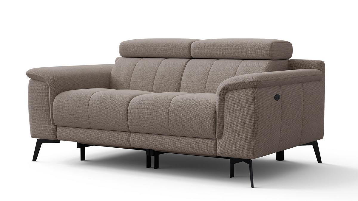 RELAXSOFA FIERO 2-Sitzer mit 2 Relaxfunktionen, taupe - Taupe/Schwarz, Holzwerkstoff/Textil (170/82/103cm) - Wozimo