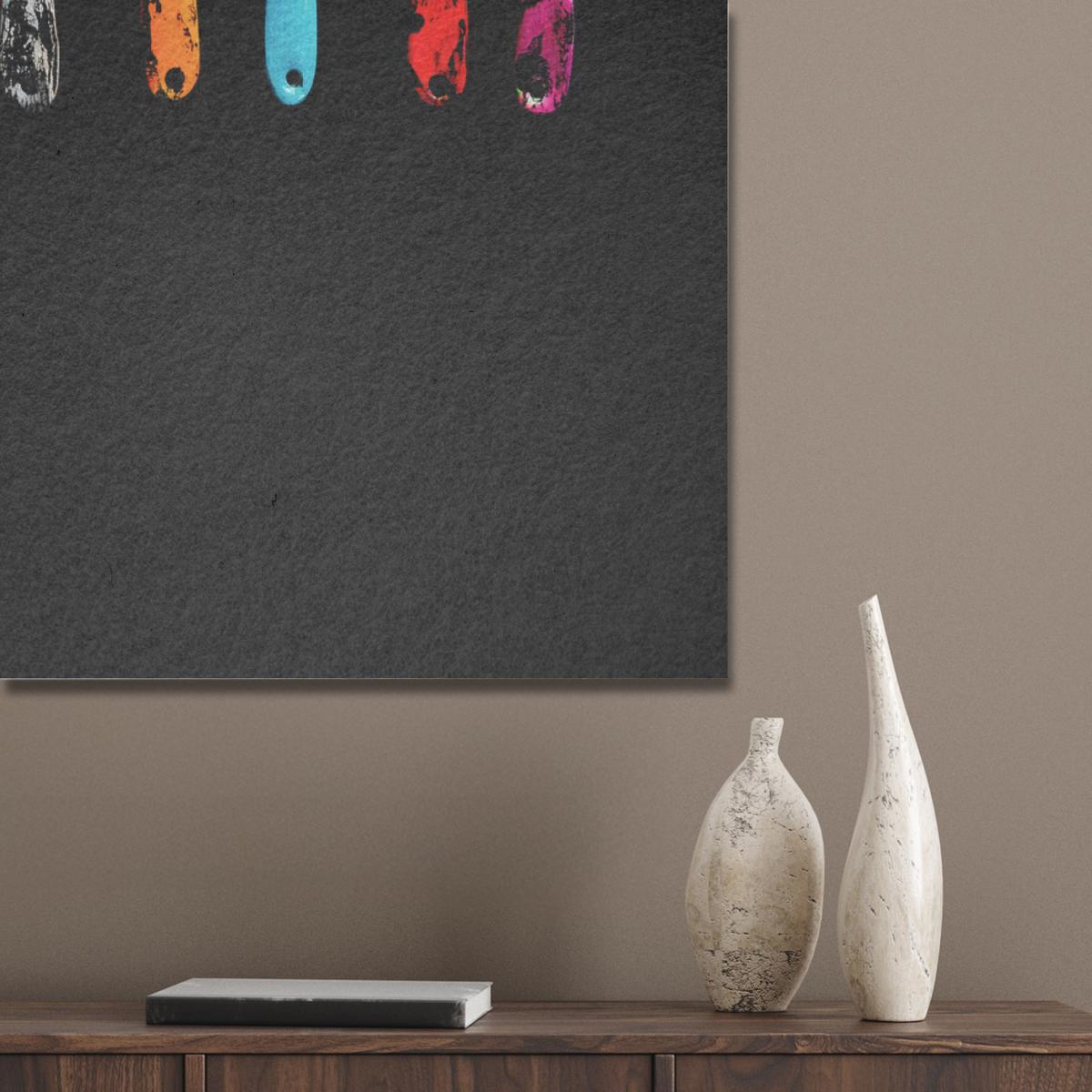 AKUSTIKBILD Löffel - Gewürze - Modern - Graffiti - Farbe - Farbenfroh Wanddeko 70x100 cm - Multicolor, Textil (70/100/0.9cm) - MuchoWow