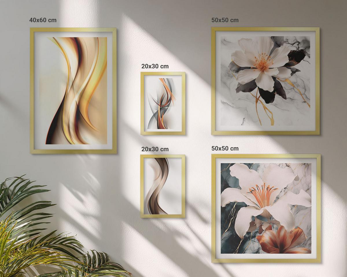 BILDER SET 5er Set - 50x50 cm & 20x30 cm & 40x60 cm Goldrahmen - Charmante Straßen und Pizza - Goldfarben, Kunststoff (40/60cm) - TULUP
