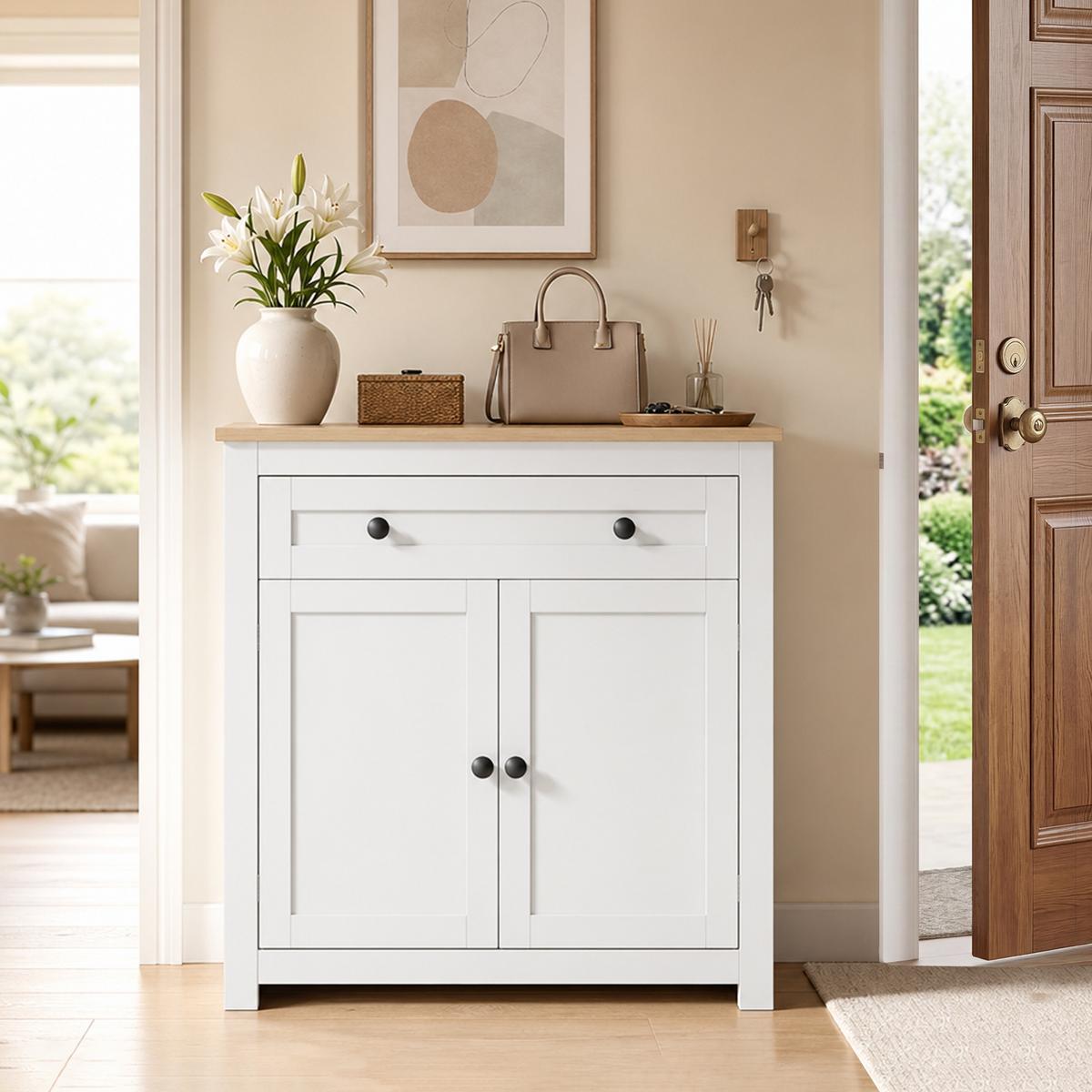 SIDEBOARD Spanplatte Weiß - Weiß, Holzwerkstoff (35/80/78.5cm) - HOMCOM