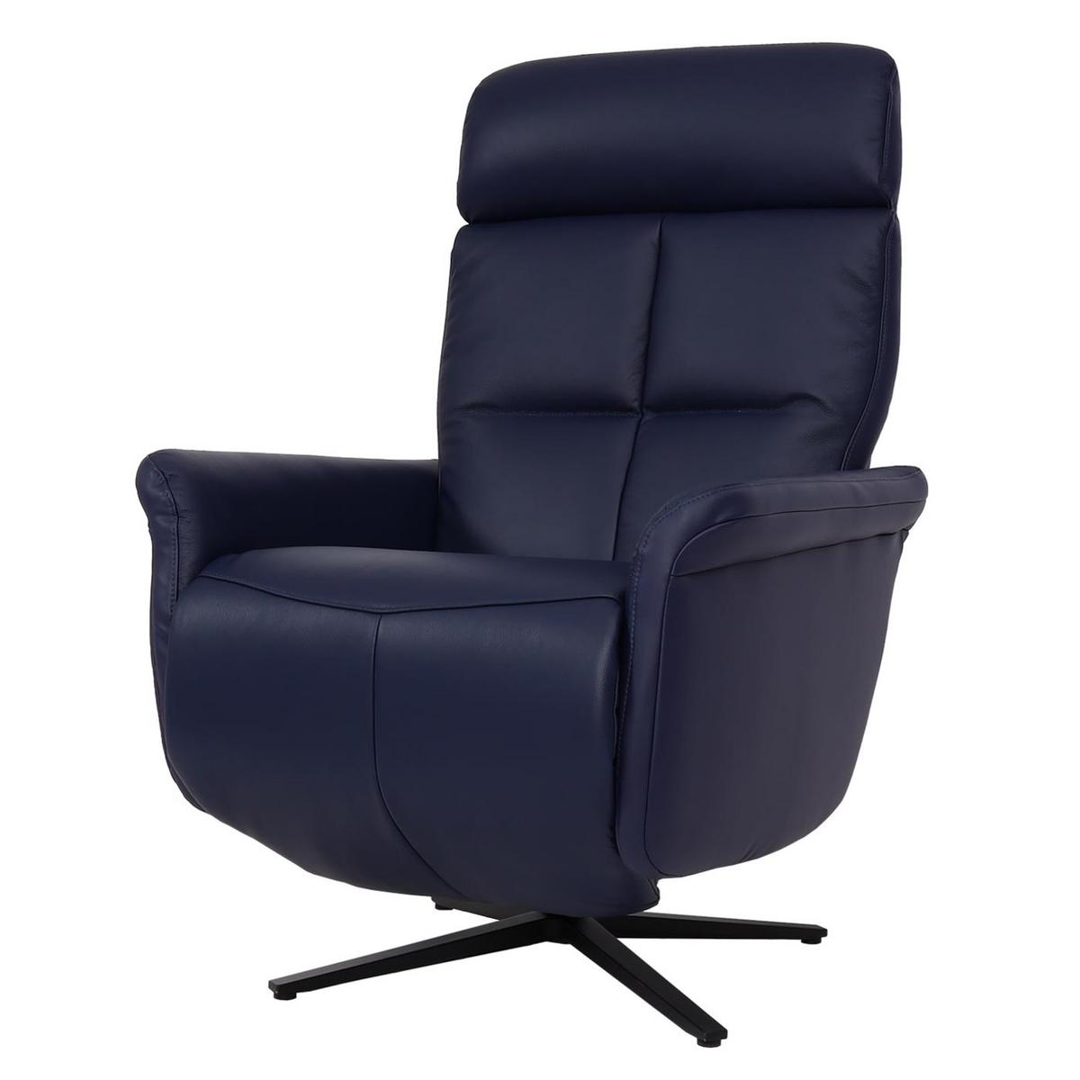 RELAXSESSEL Blau - Blau, Leder (76/110/153cm) - MCW