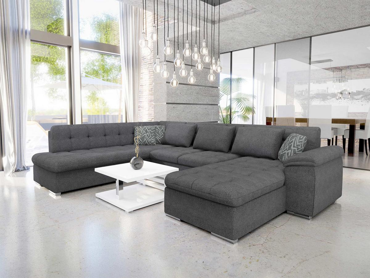 WOHNLANDSCHAFT Niko Bis Premium, Seite: Rechts - Dunkelgrau, Holz/Textil (348/76/205cm) - MIRJAN24