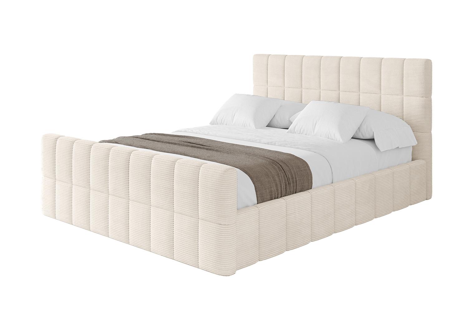 POLSTERBETT mit Bettkasten, Fußteil und Lattenrost, Boxbett mit Matratze H3/H4 - AMEA-Z 180x200 Beige - Creme, Holzwerkstoff/Textil (180/200cm) - ALTDECOR