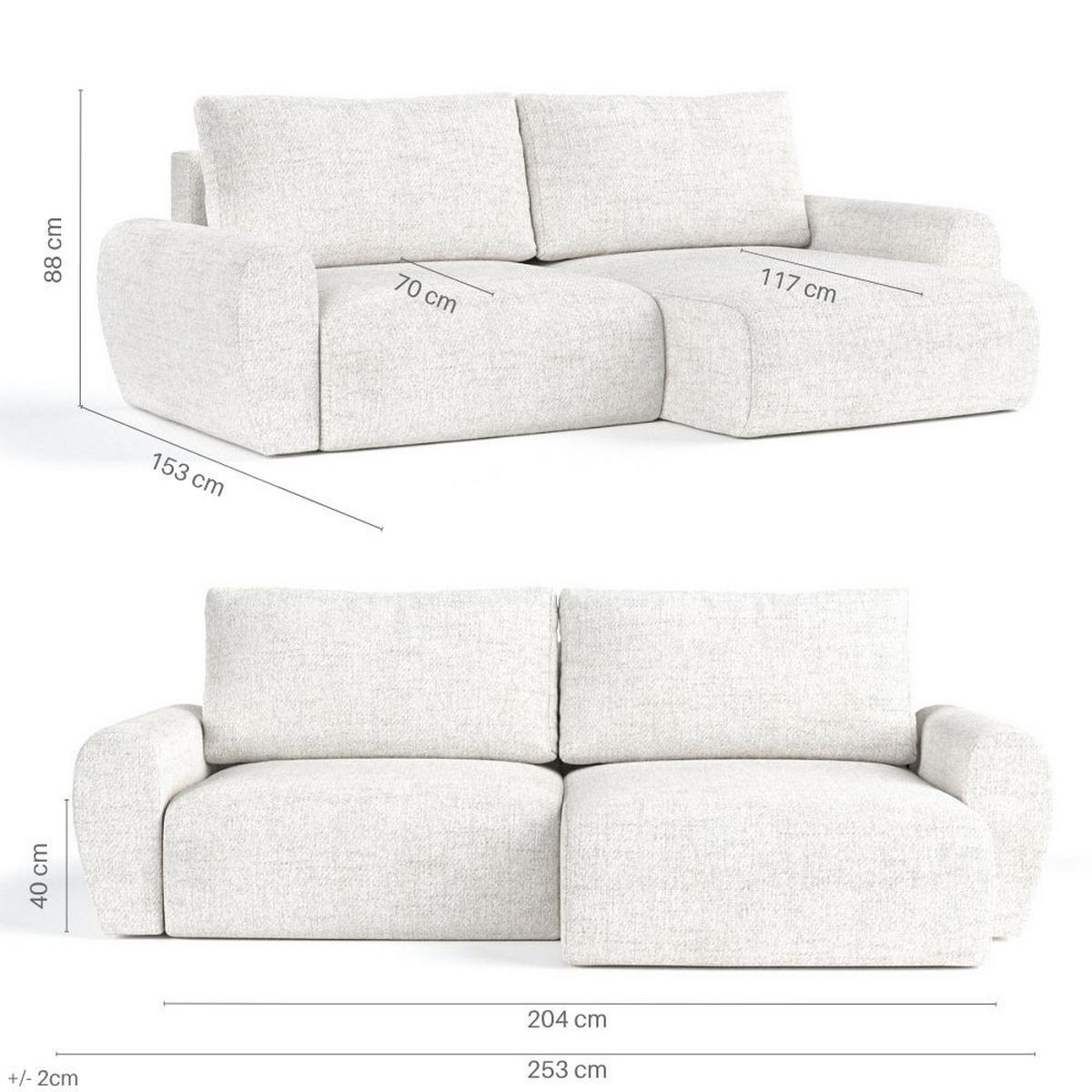 ECKSOFA OMARI mit Schlaffunktion Grau im Neve Stoff - Schwarz/Grau, Holz/Holzwerkstoff (253/153cm) - AltaBeds