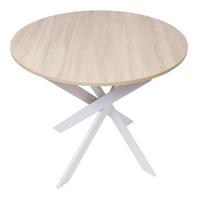 ESSTISCH Rund eiche, Beine aus Metall weiß lackiert, 90/90/77cm - Eichefarben/Weiß, Holzwerkstoff (90/90/77cm) - Skraut Home