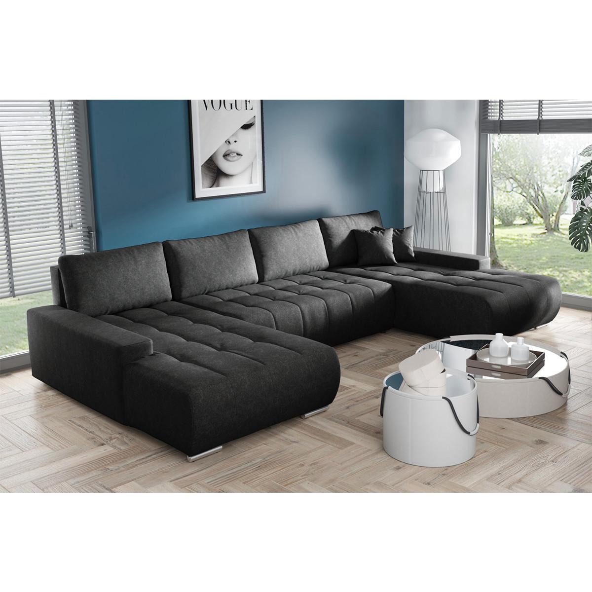 PANORAMASOFA Jonas 5 Sitzplätze Grau - Grau, Holzwerkstoff (350/85/185cm) - Petits-meubles