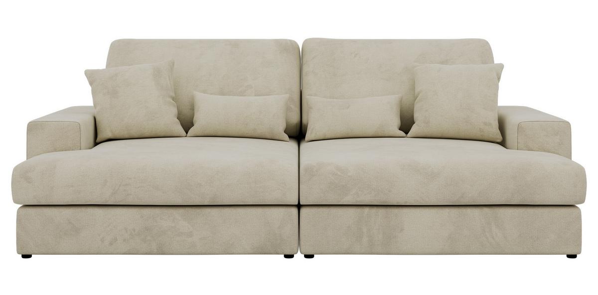 3-SITZER SOFA ANERO - Beige Velvet - Beige/Schwarz, Kunststoff/Textil (292/107/163cm) - MKS