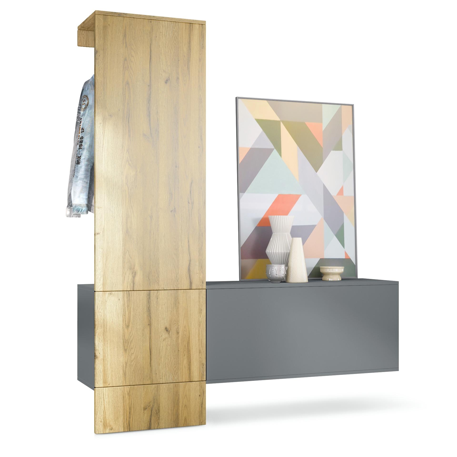 GARDEROBE Carlton Paneel in Eiche Nature - Eichefarben, Holzwerkstoff (156.5/193/35cm) - Vladon