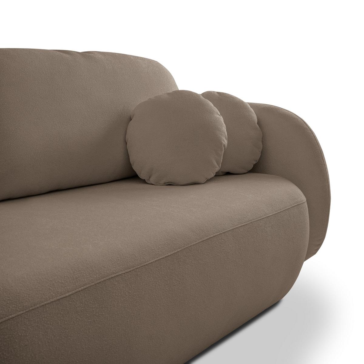 BETTSOFA AMICO Braun Bucle-Stoff mit Schlaffunktion - Braun, Holz (238/86.5/101cm) - MASSENO