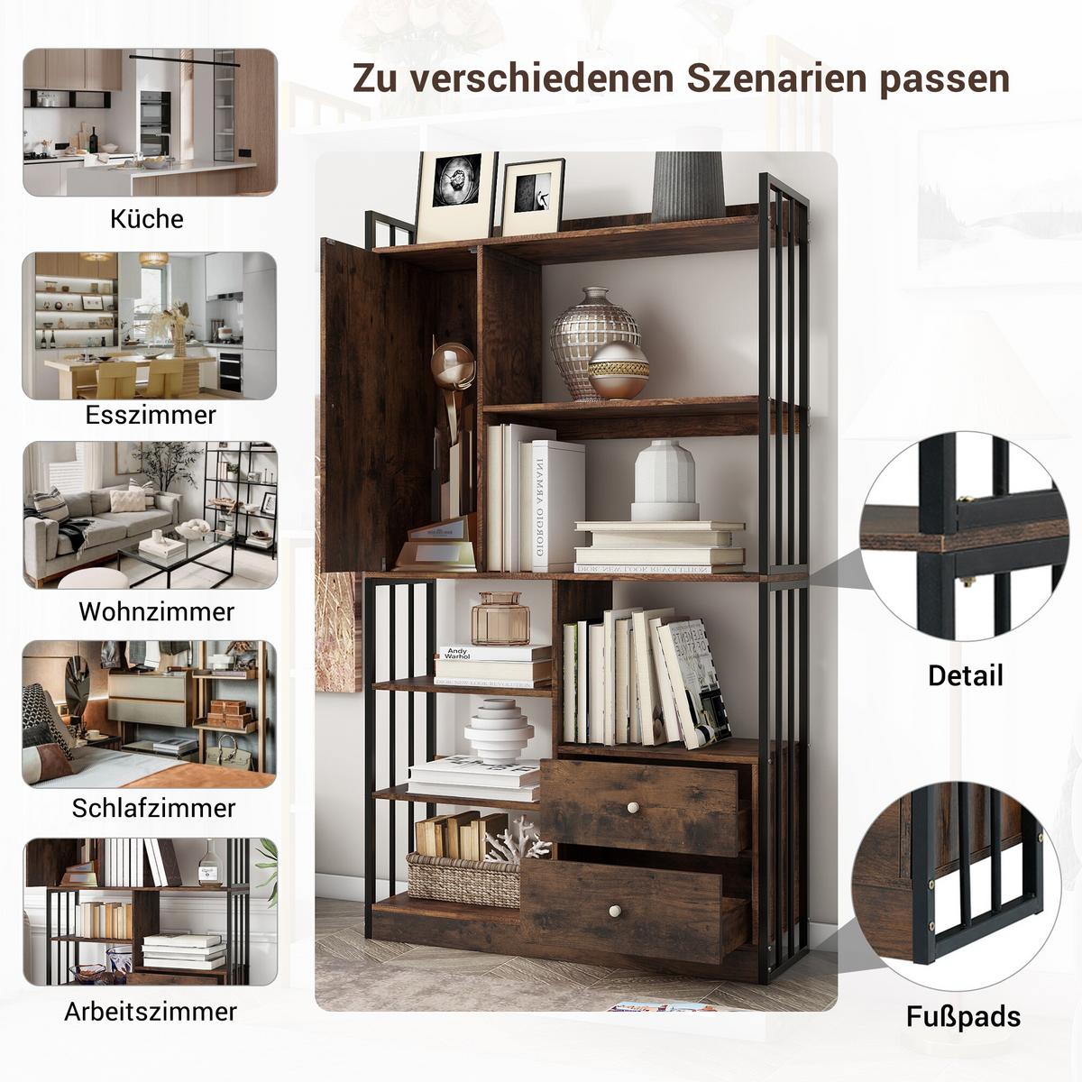 BÜCHERREGAL Braun 100-30-173,5 cm - Braun, Holzwerkstoff (30/173.5/100cm) - Urban Meuble