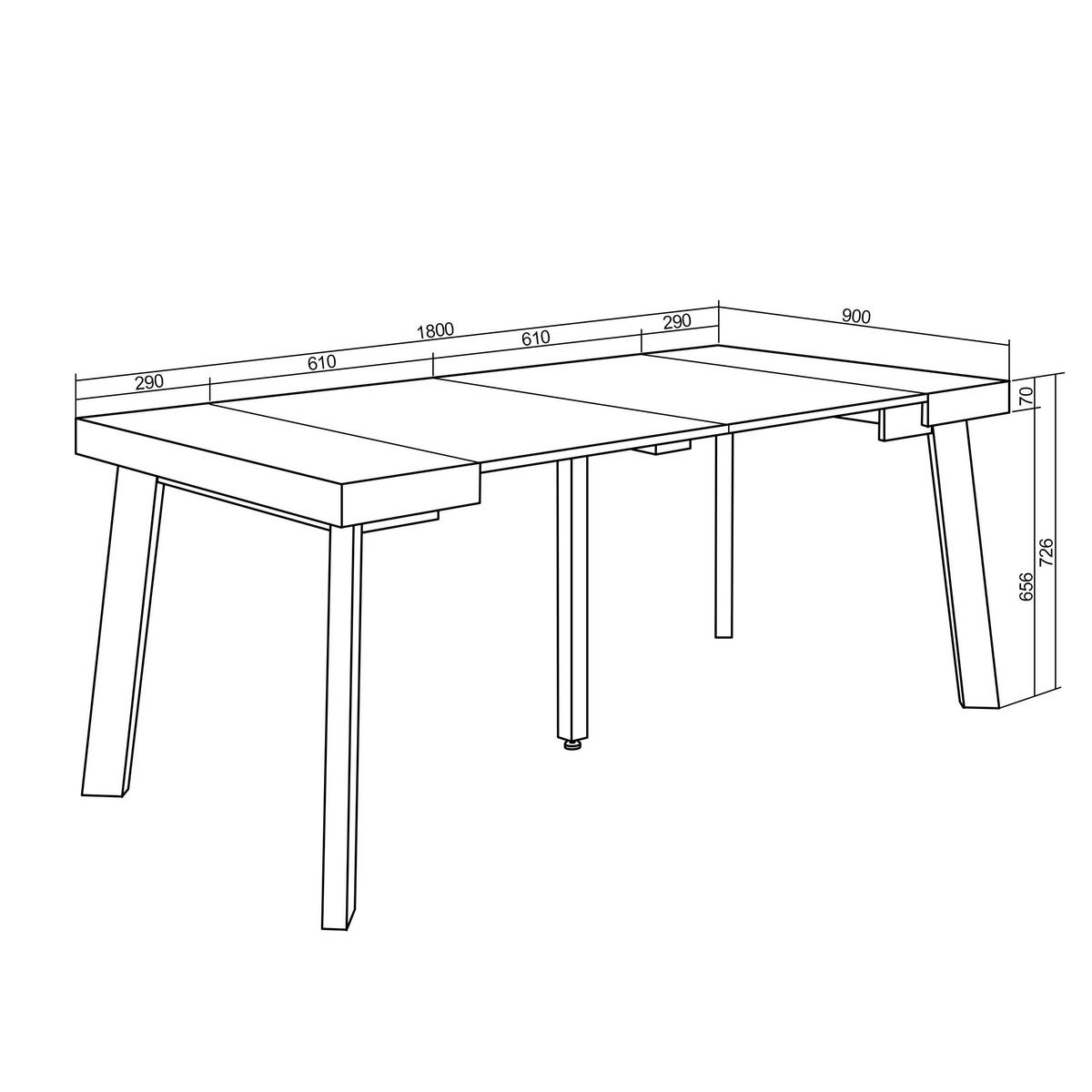 ESSTISCH ausziehbar 58 bis 180cm, für 8 Gäste, schwarz, 58/90/73cm - Schwarz, Holzwerkstoff (90/180/73cm) - Skraut Home