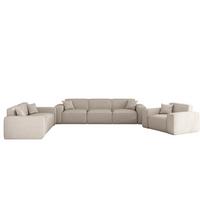 SOFASET Celes Premium 3-2-1 In Artico - Creme, Holzwerkstoff/Textil (218/73/90cm) - Fun Möbel