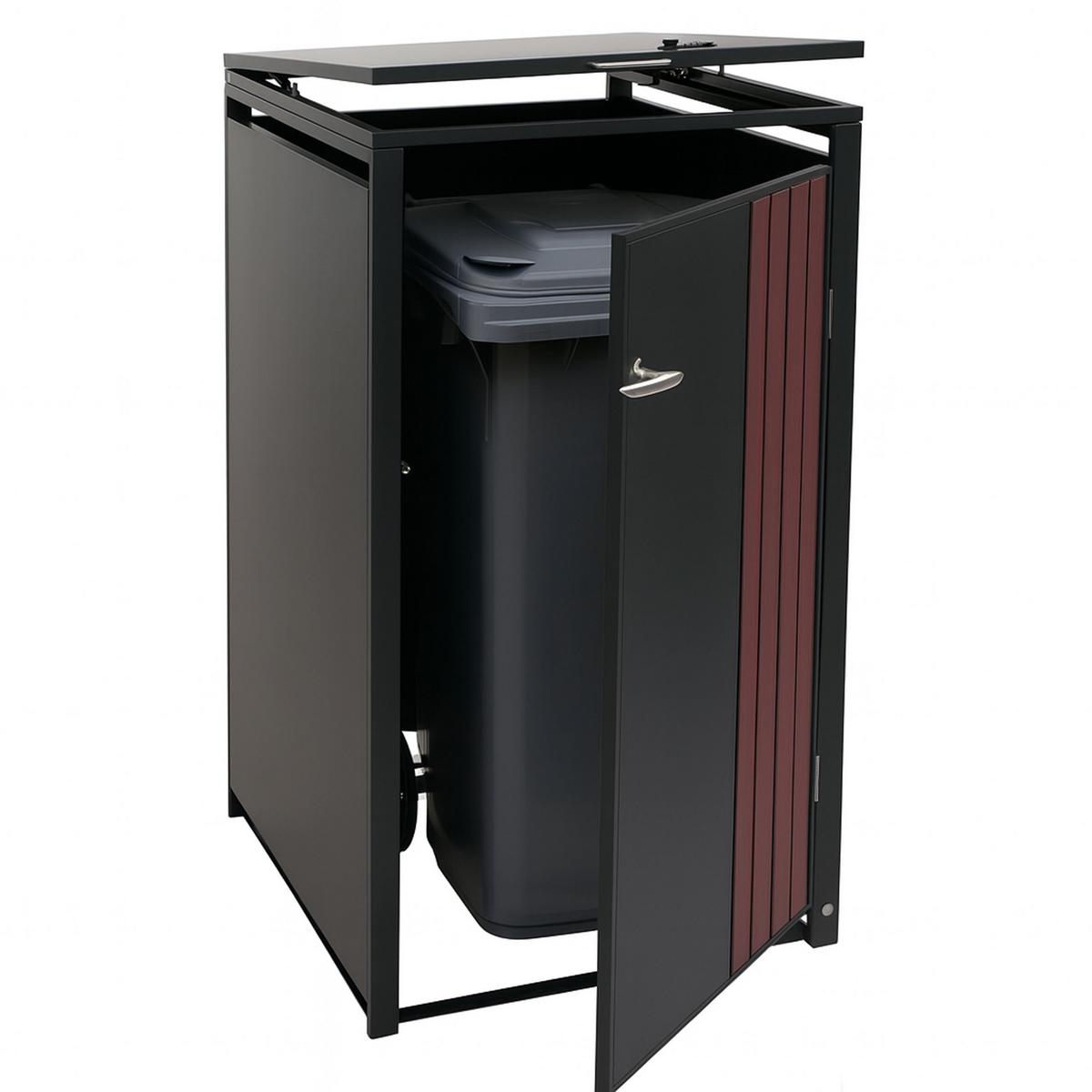 1ER-MÜLLTONNENVERKLEIDUNG Anthrazit, Braun - Anthrazit/Braun, Metall (68/122/84cm) - MCW