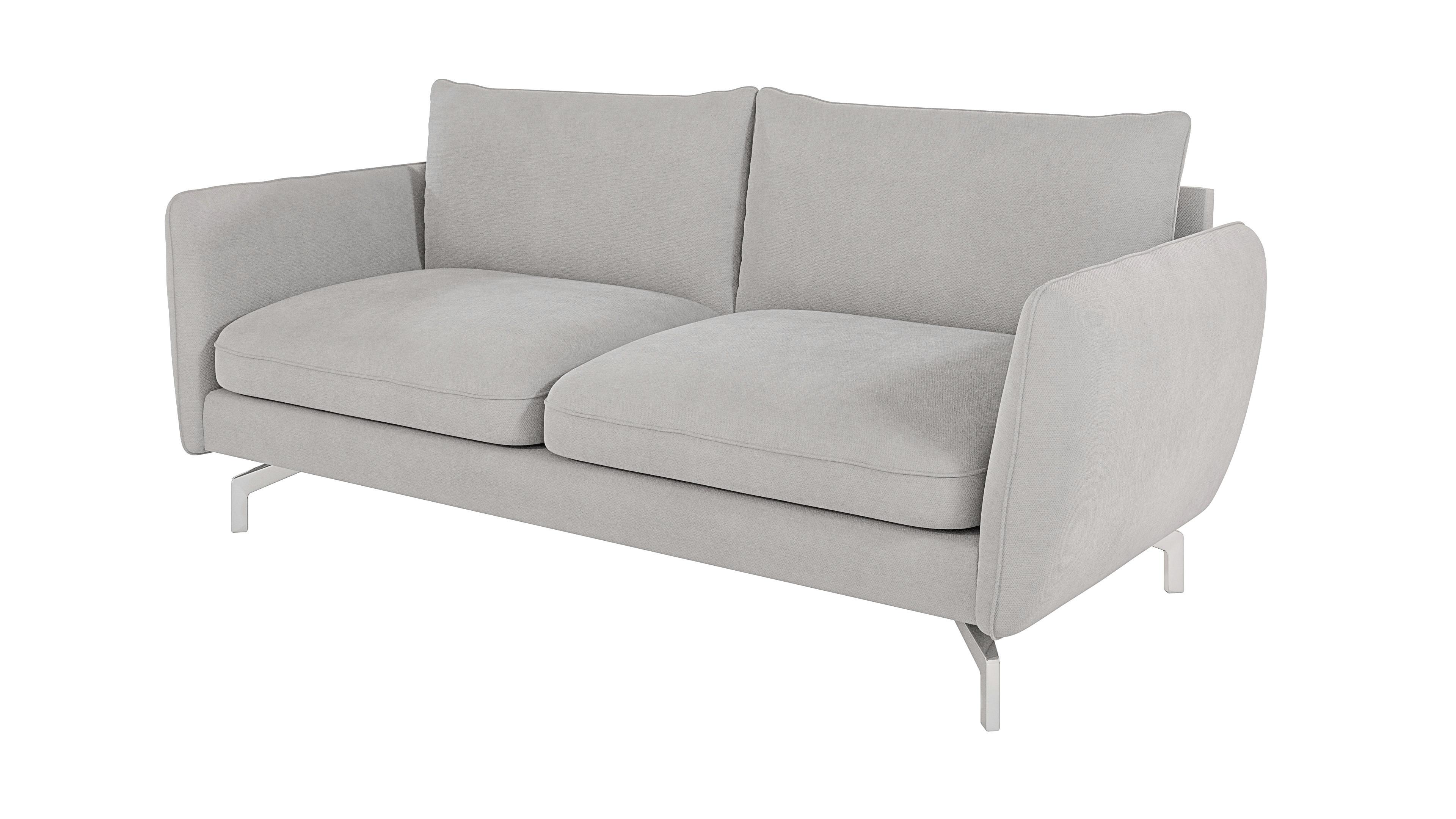 3-SITZER-SOFA Elou Silber Microfaser - Chromfarben/Silberfarben, Holz/Textil (203/87/92cm) - S-Style Möbel