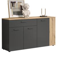 SIDEBOARD grau, Evoke Eiche 150 cm, Kommode 4-türig - Eichefarben/Schwarz, Holzwerkstoff/Kunststoff (150/83/32cm) - Top.Furn