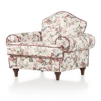 SESSEL creme Landhaus, Blumen Design, Loungesessel 110 cm - Rot/Multicolor, Holz/Textil (110/96/90cm) - Furn.Design