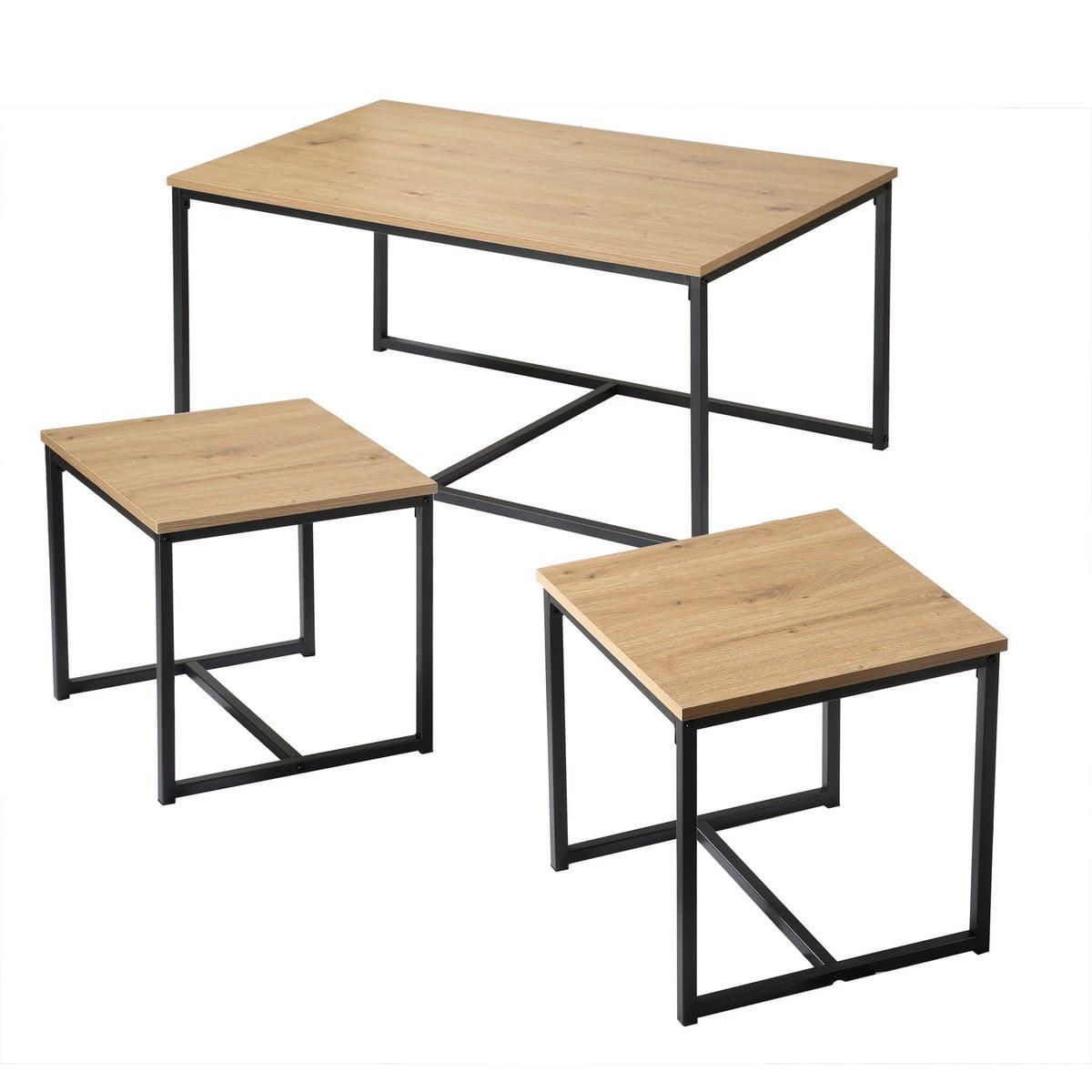 COUCHTISCHE zum Ausziehen im 3er Set - Eichefarben, Holzwerkstoff (57/50/45cm) - Calicosy