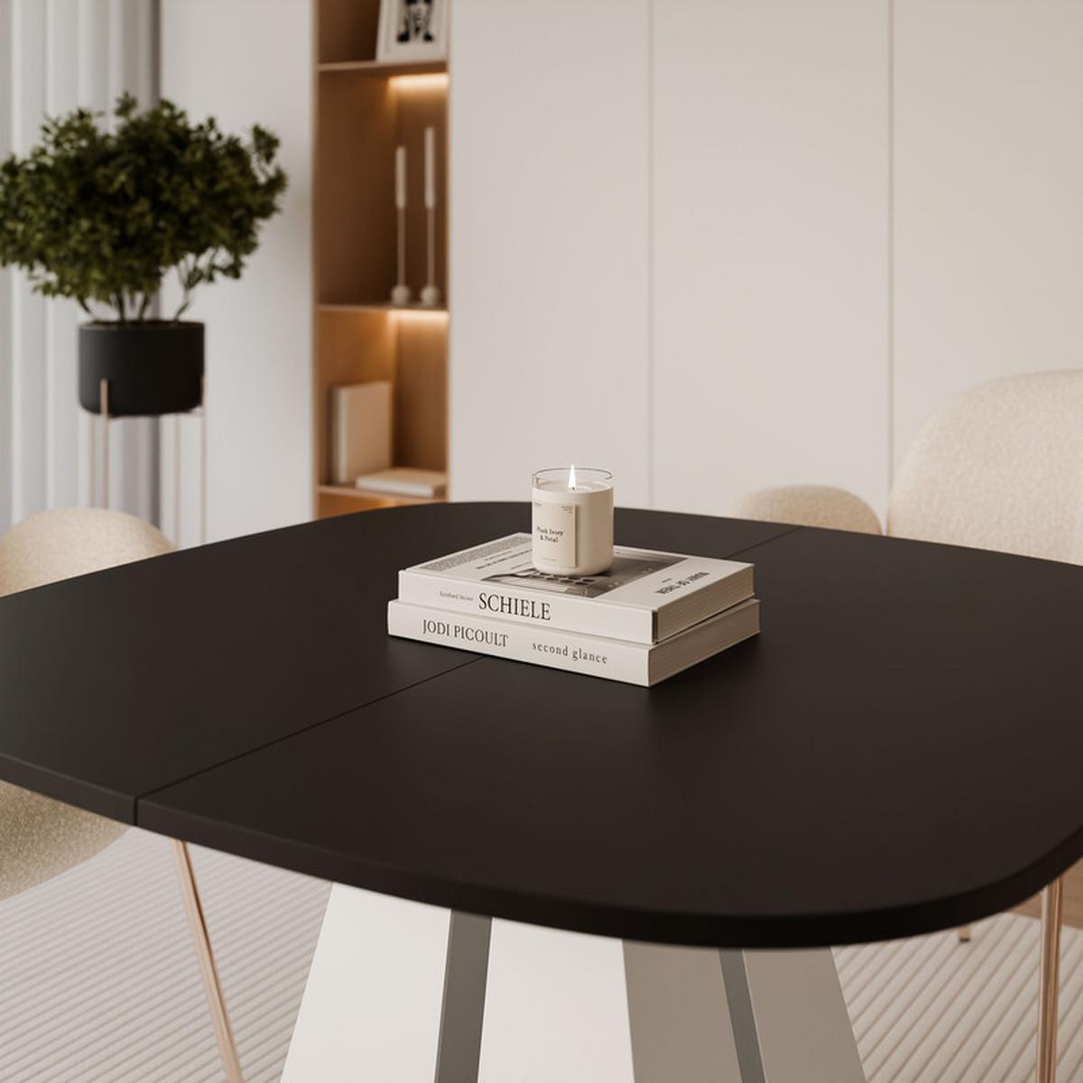 AUSZIEHTISCH ZELO 120/60/76 cm, Weiß / Schwarz - Schwarz/Weiß, Holzwerkstoff/Metall (60/120/76cm) - Idohome