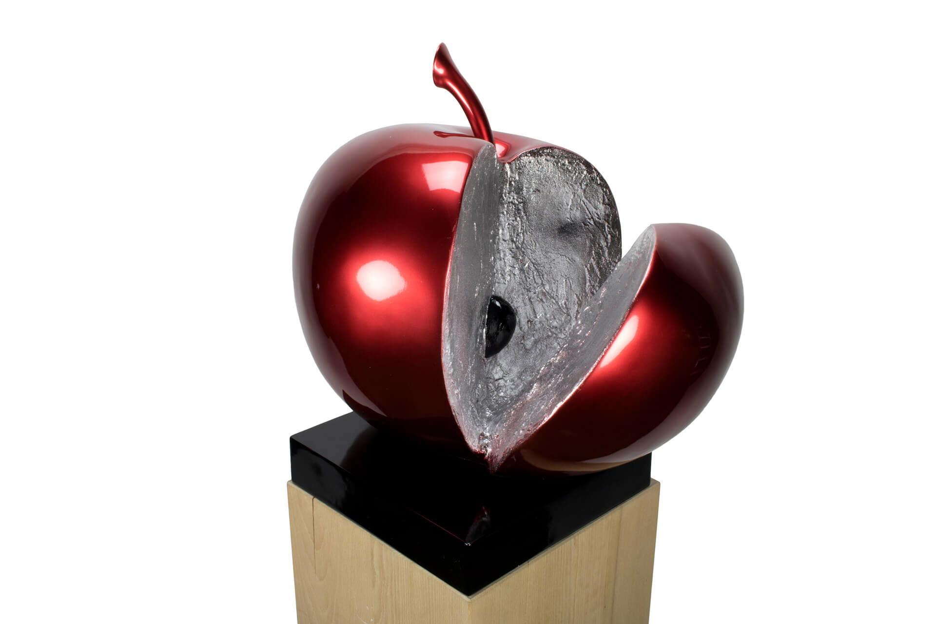 SKULPTUR Rot 51/54 cm - Rot/Silberfarben, Stein (11.2/54/40cm) - KUNSTLOFT