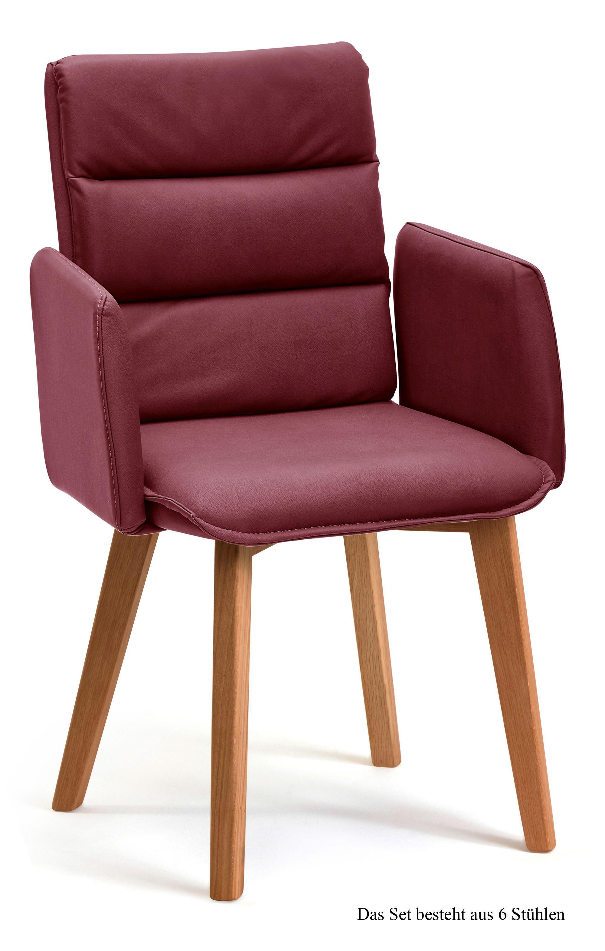 ARMLEHNSTUHL (6er-Set) Daritsa 52x92x60 Eiche geölt/Marsala - Eichefarben/Brombeere, Kunststoff (60/92/52cm) - 58aufmkessel
