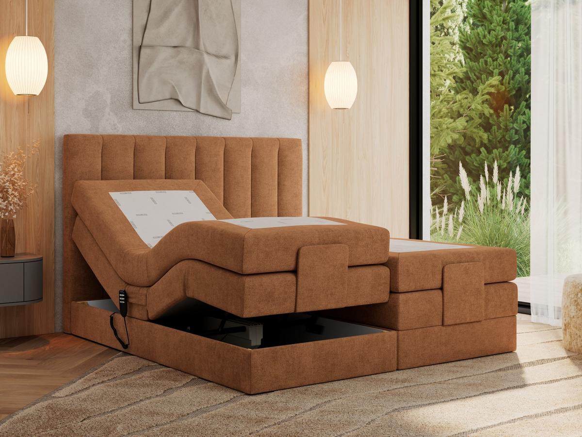 BOXBETT COMFORTO 140/200 - Orange Struktur - H4 - Orange, Holz/Textil (140/200cm) - MKS