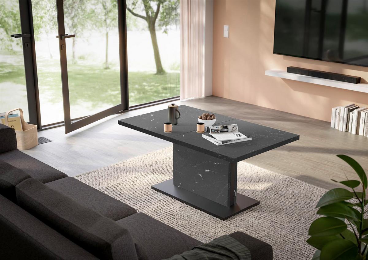 COUCHTISCH Höhenverstellbar Else 3 120x56x70 Holz Keramikoptik Schwarz - Schwarz, Holzwerkstoff (120/70/56cm) - 58aufmkessel