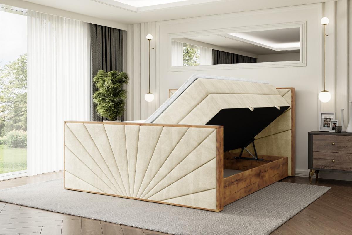 BOXSPRINGBETT mit Matratze H3|H4 und Lattenrost - LOLLI6-Z KING-180x200 - Beige Monolith - Beige, Holzwerkstoff (180/200cm) - ALTDECOR