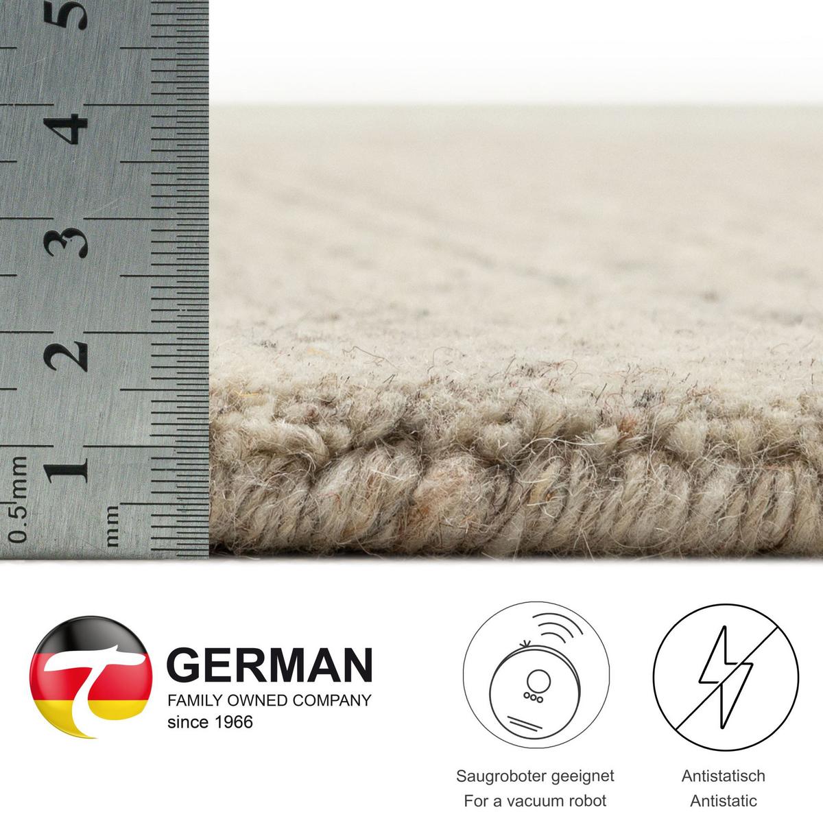 HANDWEBTEPPICH Pure 190x290 cm - Hellgrau, Textil (190/290cm) - THEKO
