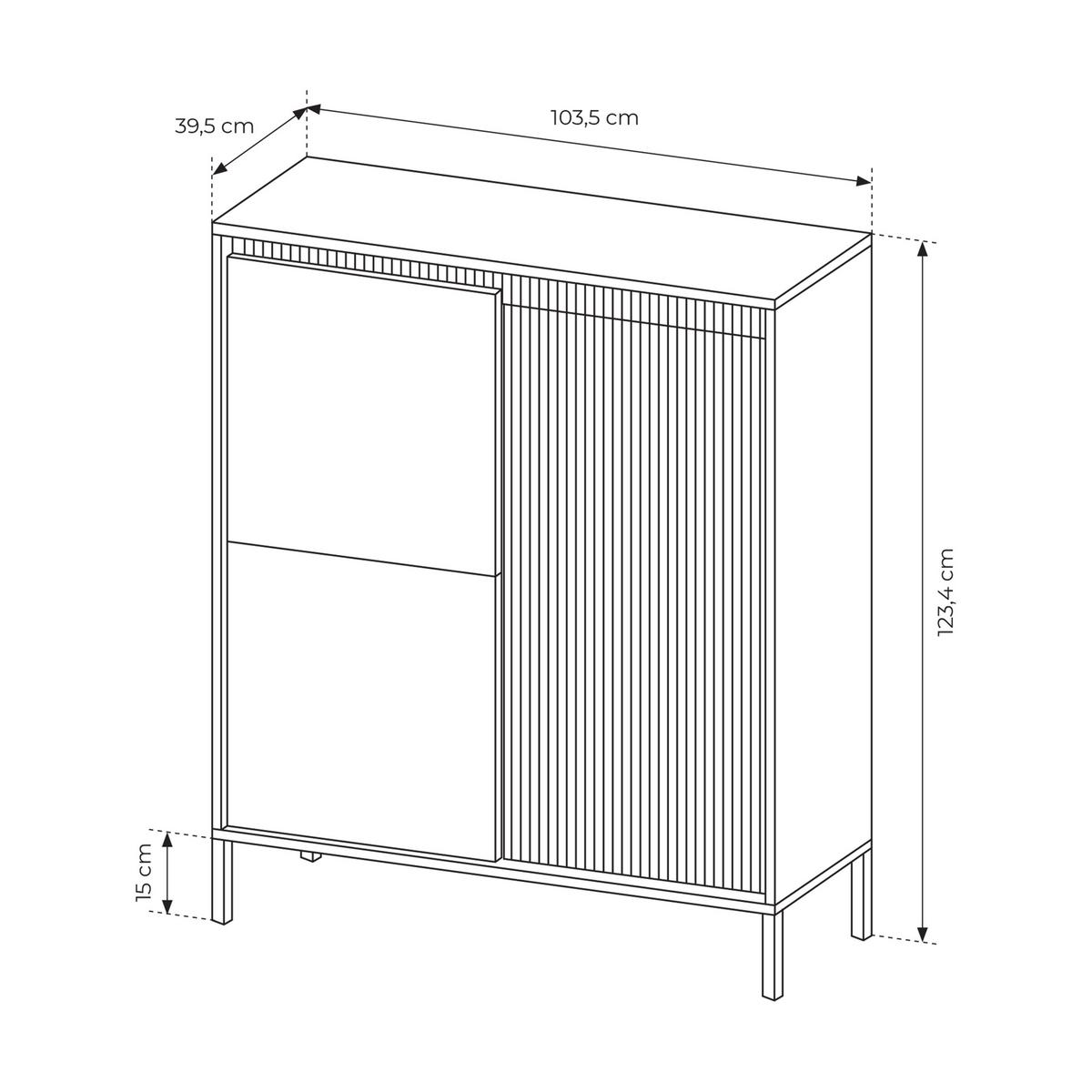 HIGHBOARD SENSATO 104/123/40 cm mit 3 Türen Beige - Beige, Holzwerkstoff (104/123/40cm) - MASSENO