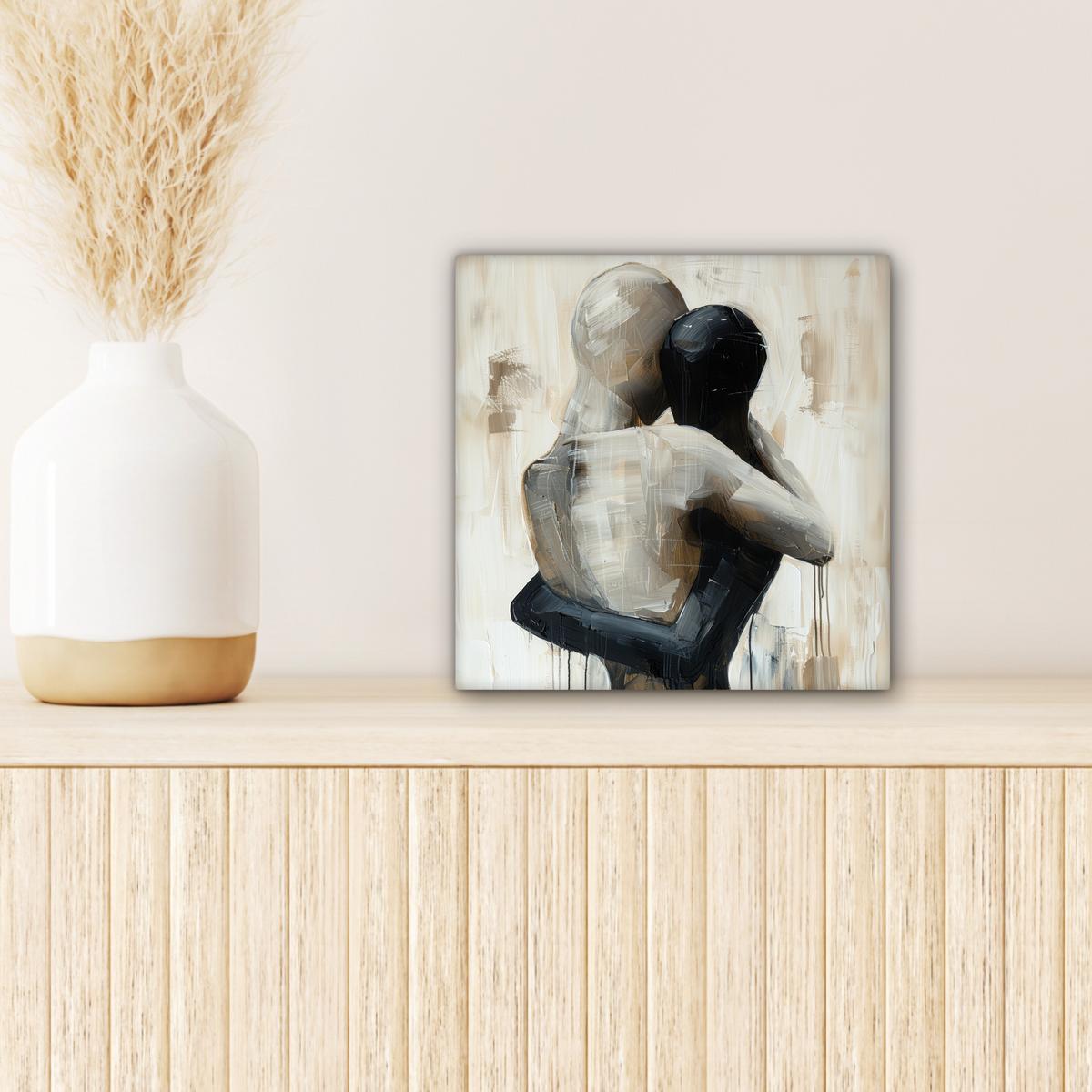 LEINWANDBILD Abstrakt - Liebe - Schwarz und weiß - Modern Deko Wohnzimmer 20x20 cm - Schwarz, Textil (20/20cm) - MuchoWow