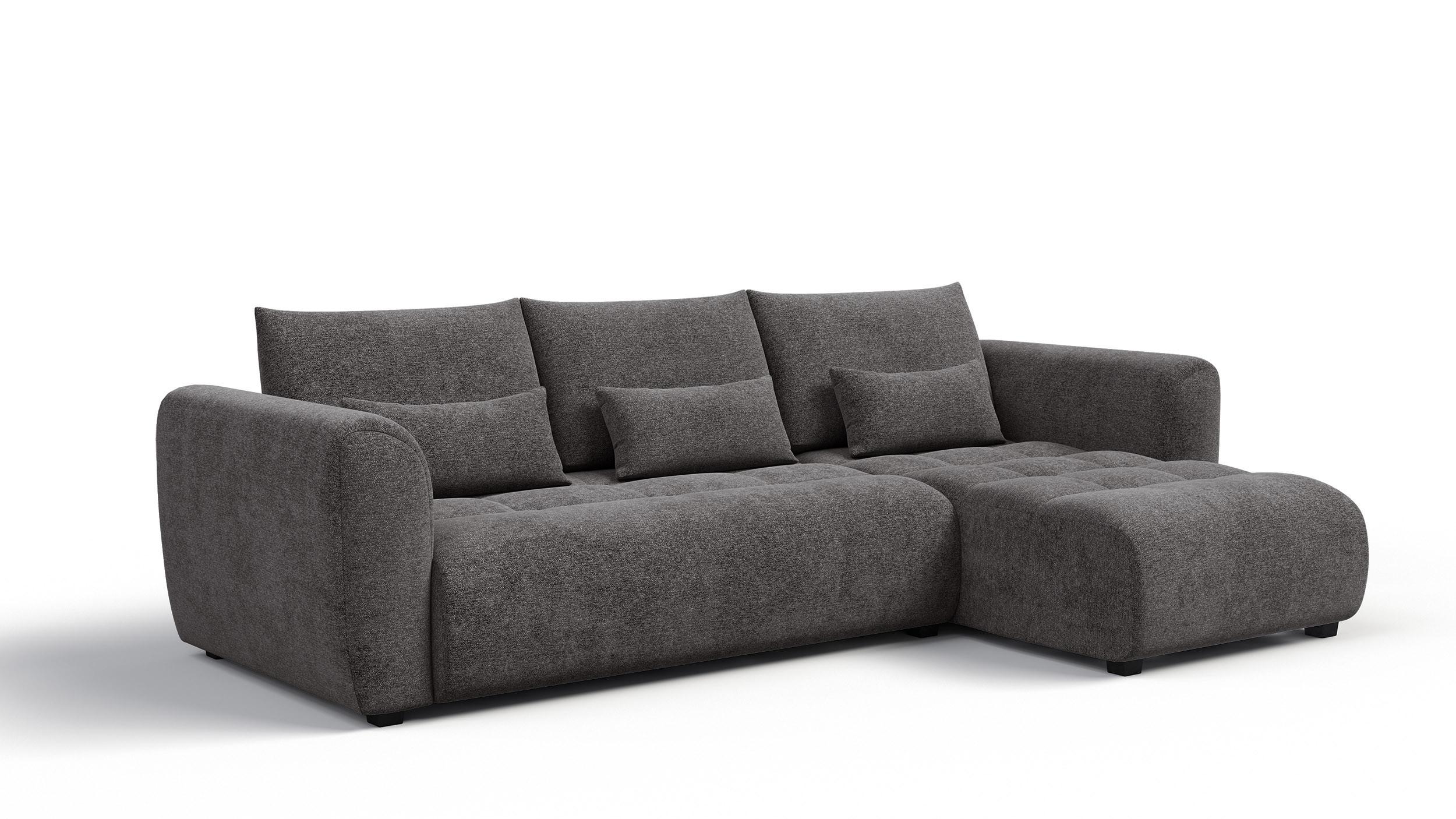 ECKSOFA SORENO 4-Sitzer, dunkelgrau - Dunkelgrau/Schwarz, Holz/Textil (293/171cm) - Wozimo