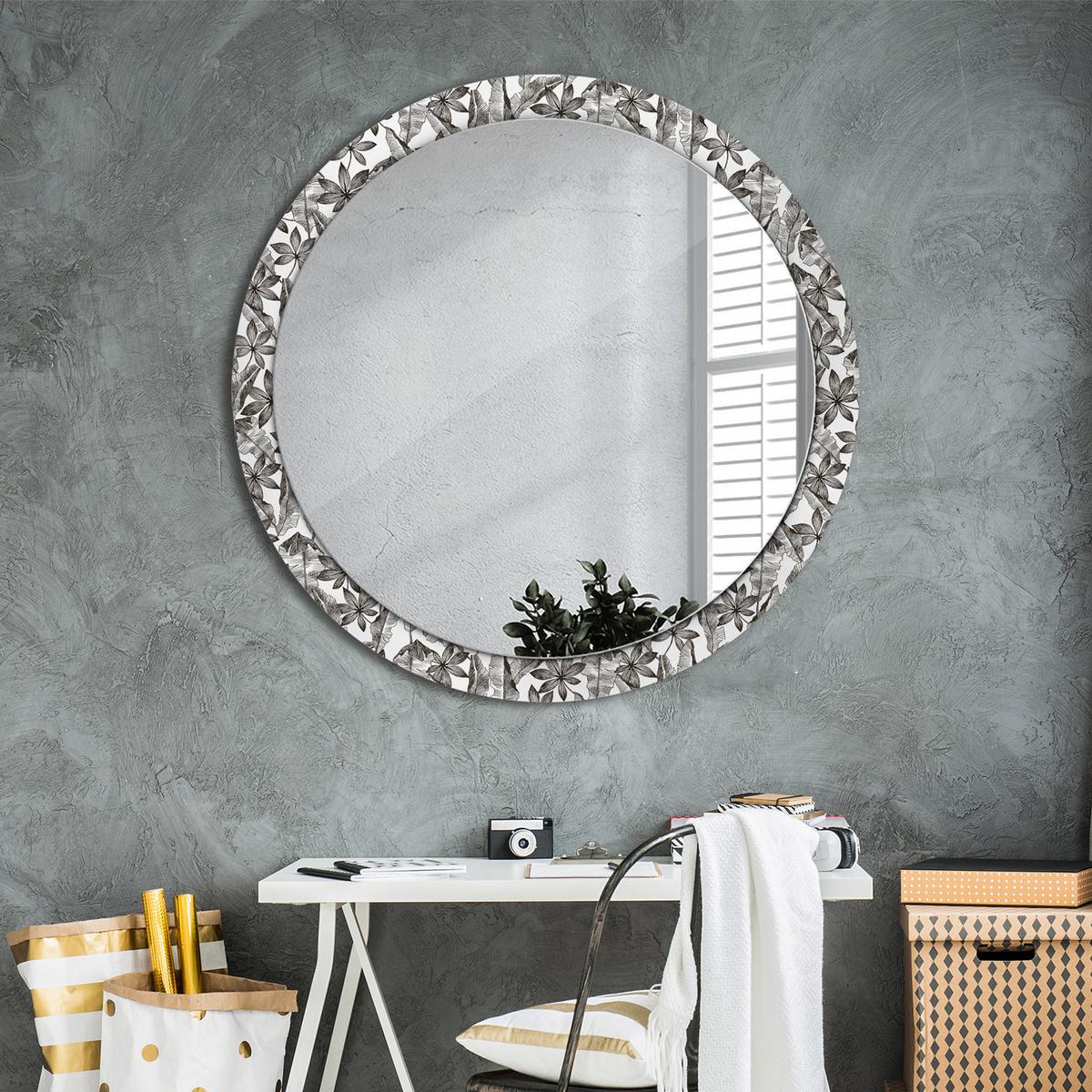 SPIEGEL Rund Ø 100 cm mit Aufdruck - Schwarz, Glas (100/100/0.4cm) - Wallfluent