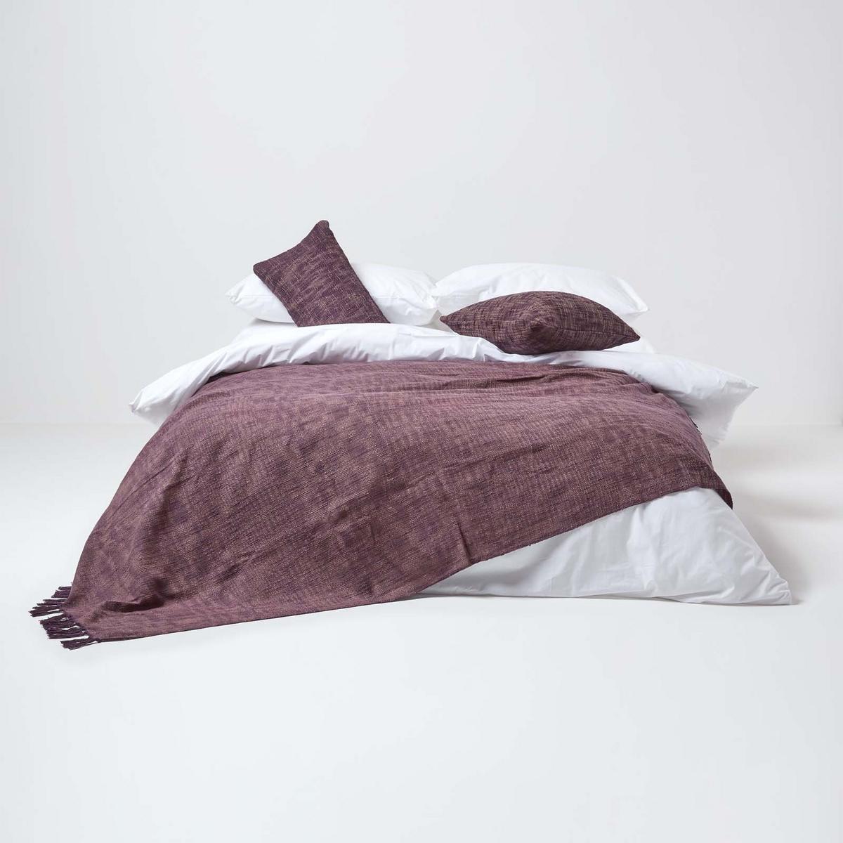 WOHNDECKE Nirvana Slub 255/360 cm, 100% Baumwolle - Lila, Textil (255/360cm) - Homescapes