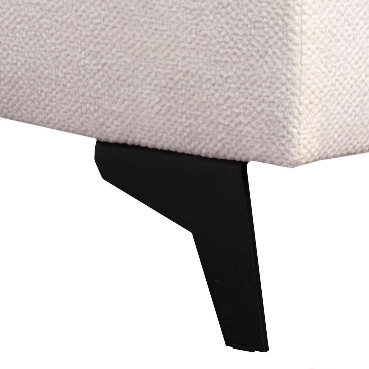 ECKSOFA VOLA Weiß Velours-Stoff mit Schlaffunktion - Weiß, Holz (270/175cm) - MASSENO