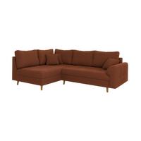 ECKSOFA Alma Terrakotta Cord - Ottomane links - Terracotta/Braun, Holz/Textil (231/161cm) - S-Style Möbel