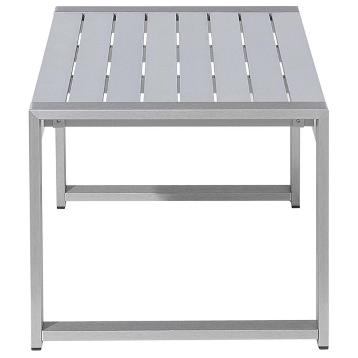 GARTEN Couchtisch Aluminium hellgrau 90/50 cm Salerno - Hellgrau, Metall (50/90/42cm) - Beliani