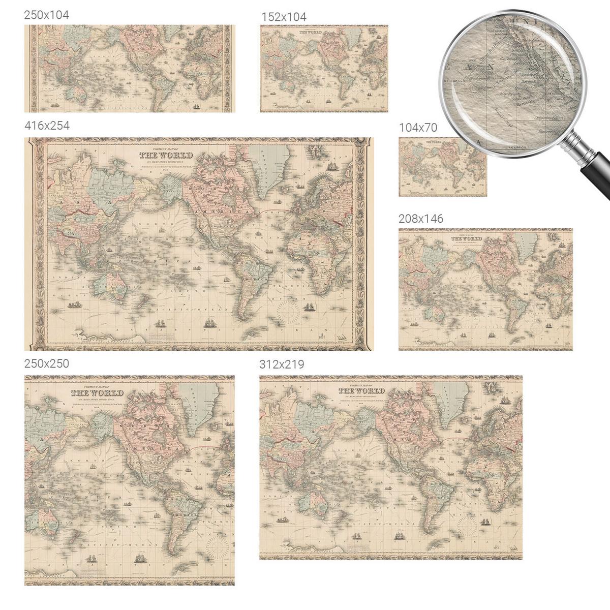 FOTOTAPETE 208x146 cm - Historische Karte - Beige, Textil (208/146cm) - Wallfluent