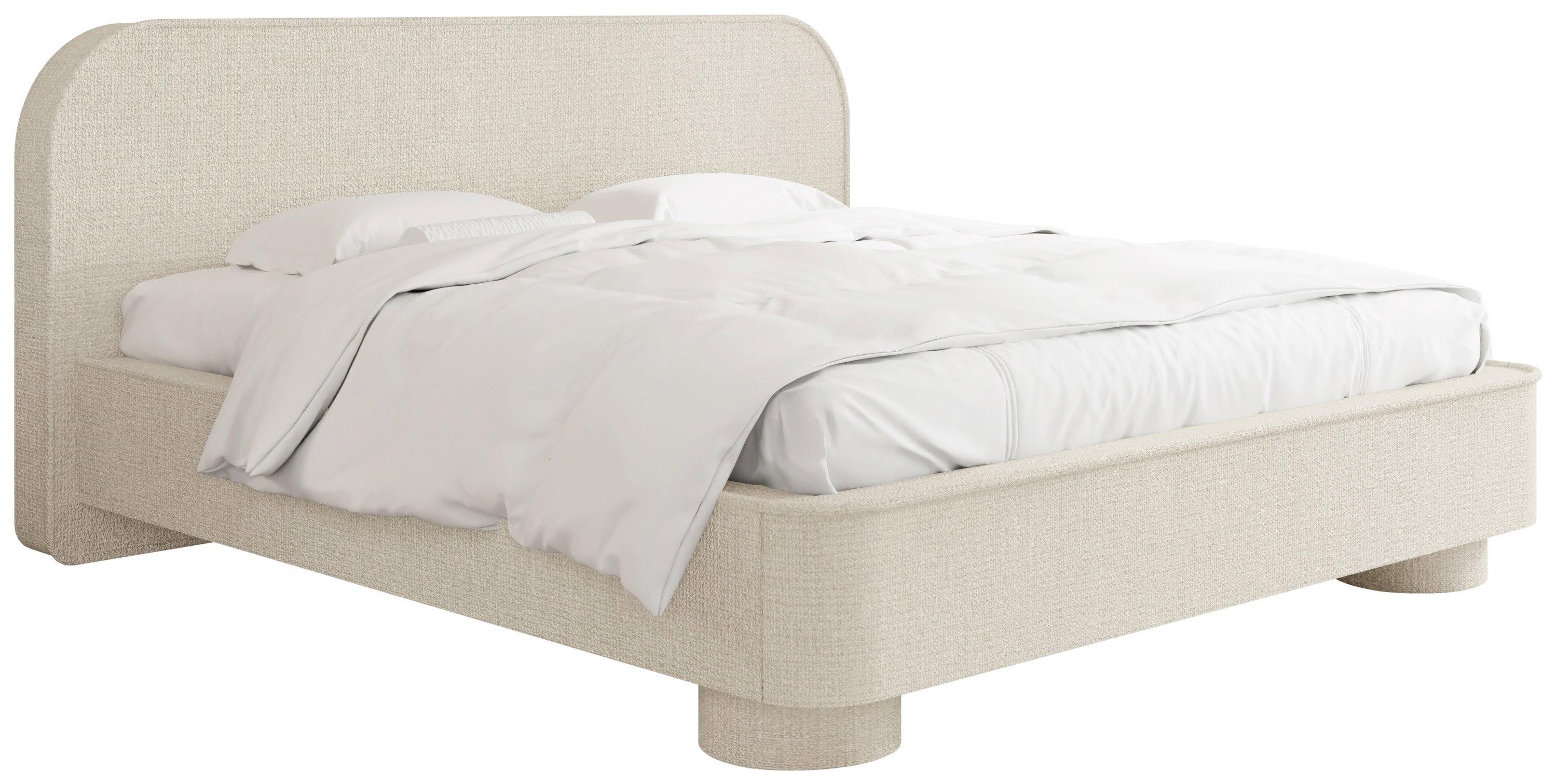 POLSTERBETT Aurora mit Bettkasten, Lattenrost & gepolsterten Füßen in Creme Chenille 200x200 cm - Birkefarben/Creme, Holzwerkstoff/Textil (200/200cm) - WFL GROUP