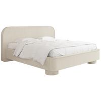 POLSTERBETT Aurora mit Bettkasten, Lattenrost & gepolsterten Füßen in Creme Chenille 200x200 cm - Birkefarben/Creme, Holzwerkstoff/Textil (200/200cm) - WFL GROUP