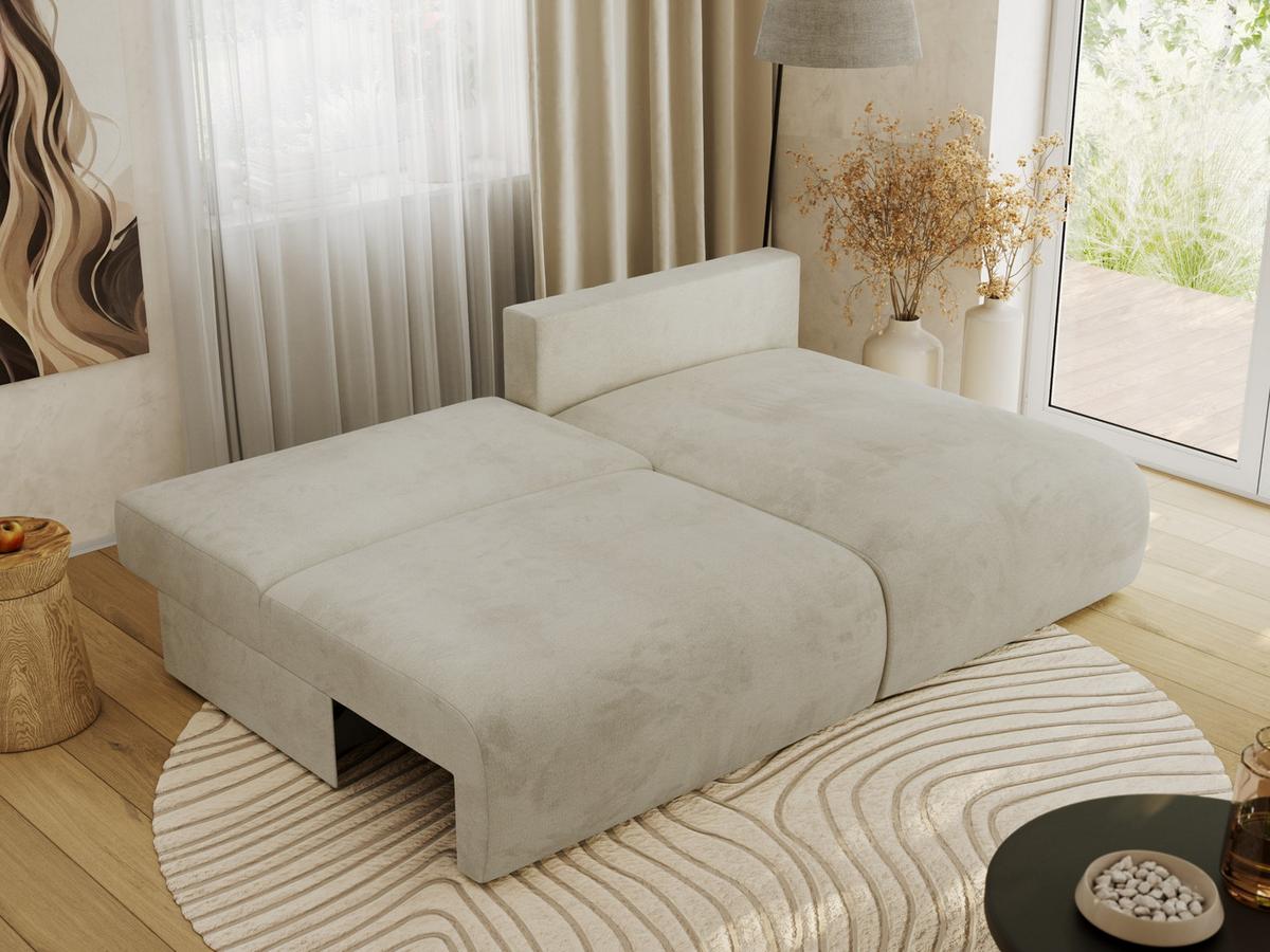 ECKSCHLAFSOFA VIVO L Beige Velvet - rechts - Beige/Schwarz, Kunststoff/Textil (150/223cm) - MKS