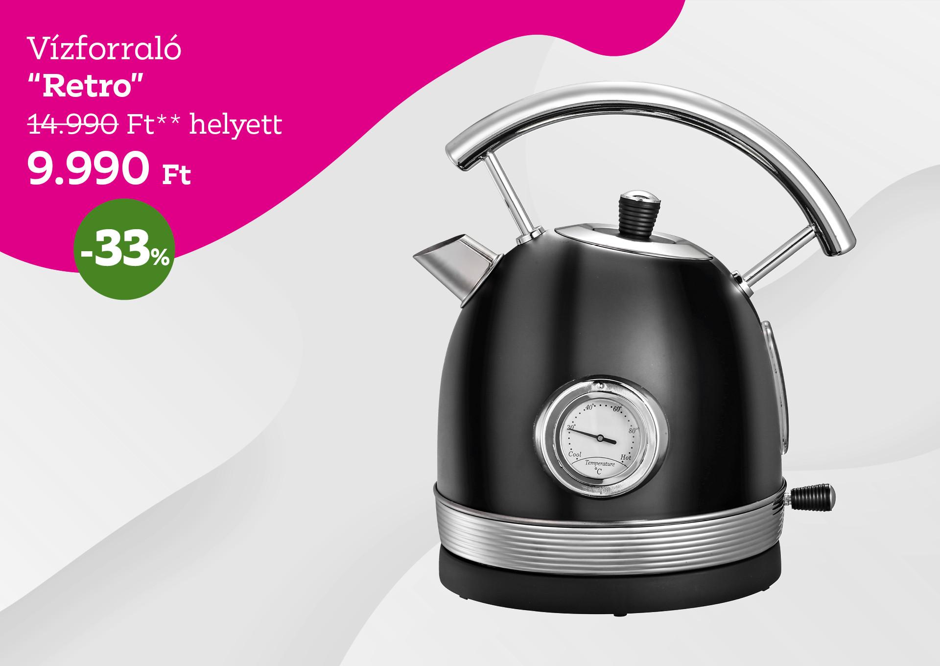 Vízforraló RETRO 14990 Forint helyett 9990 Forint, kedvezmény mértéke 33%