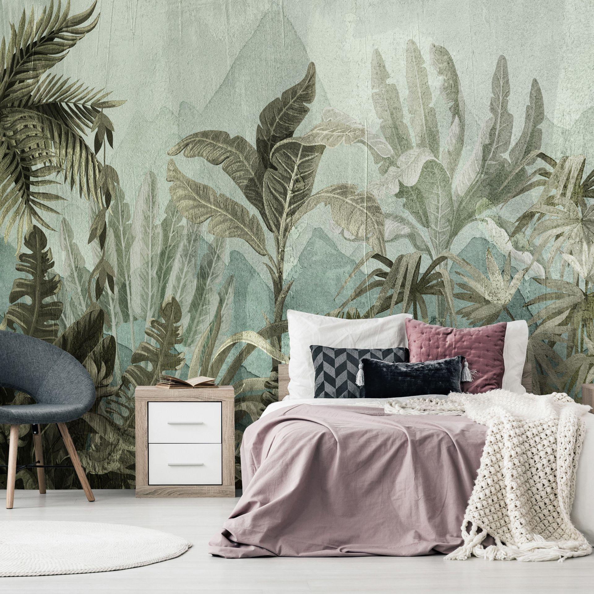 SELBSTKLEBENDE FOTOTAPETE 294/210 cm - Grau/Grün, Kunststoff/Textil (294/1cm) - KUNSTLOFT