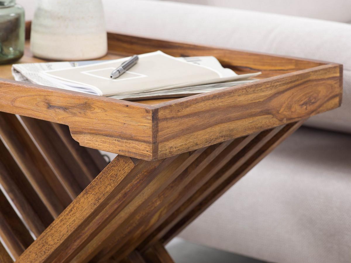 BEISTELLTISCH – Massivholz Klappbar 55x38 cm Landhaus - Dunkelbraun/Braun, Holz (60/40/57cm) - KADIMA DESIGN