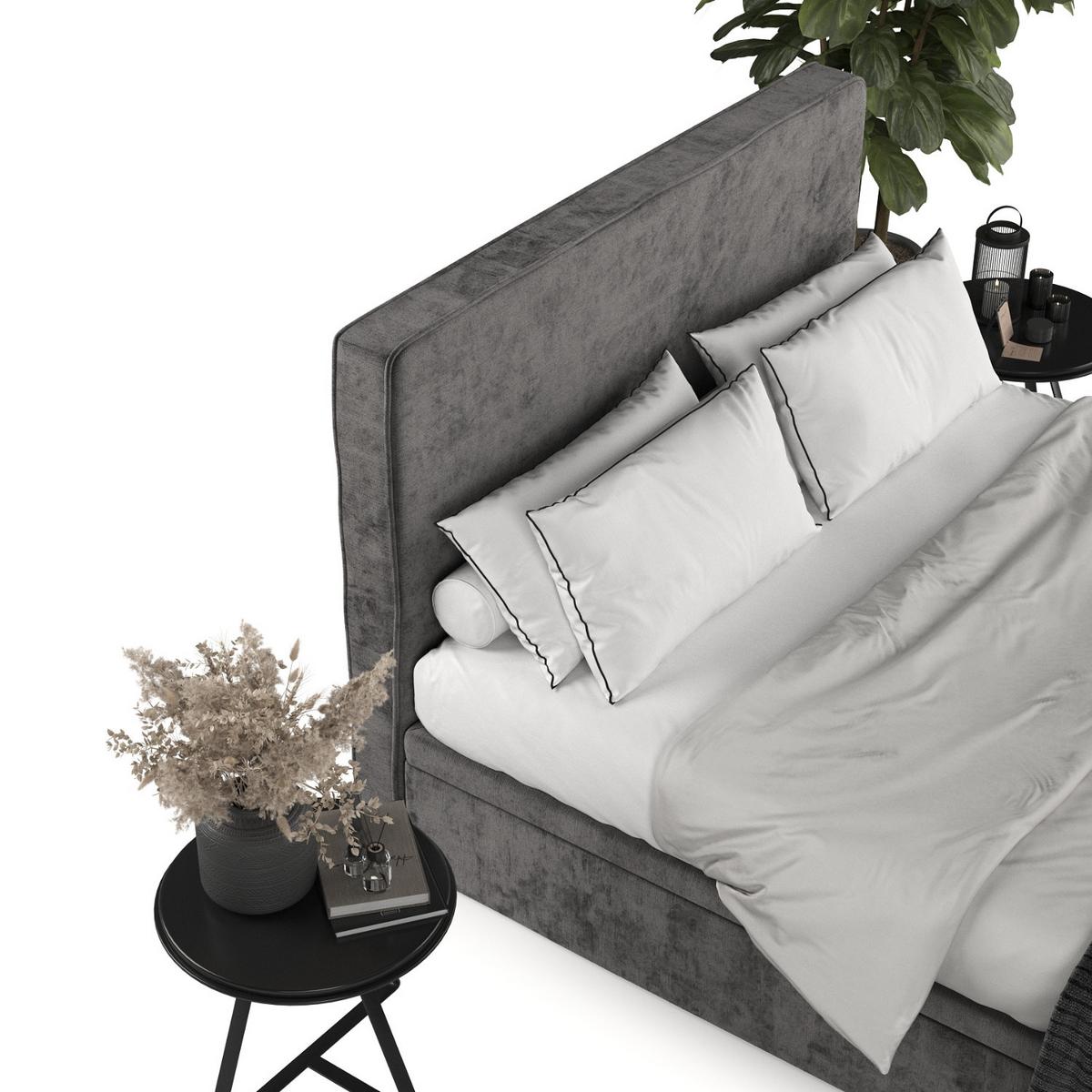 POLSTERBETT Hush mit Stauraum 120/200 cm Stahl im Lotta Stoff - Graphitfarben/Schwarz, Holz/Holzwerkstoff (120/200cm) - AltaBeds