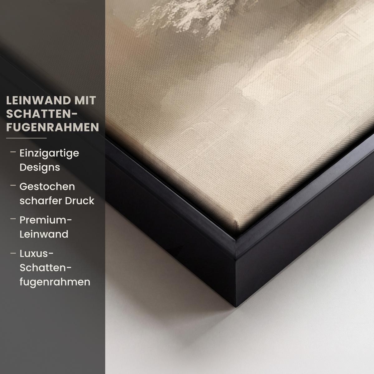LEINWAND Bilder mit Rahmen - Weihnachten - Weihnachtsbaum - Schnee - Kunst - 50x70 - Champagner, Textil (50/70cm) - MuchoWow