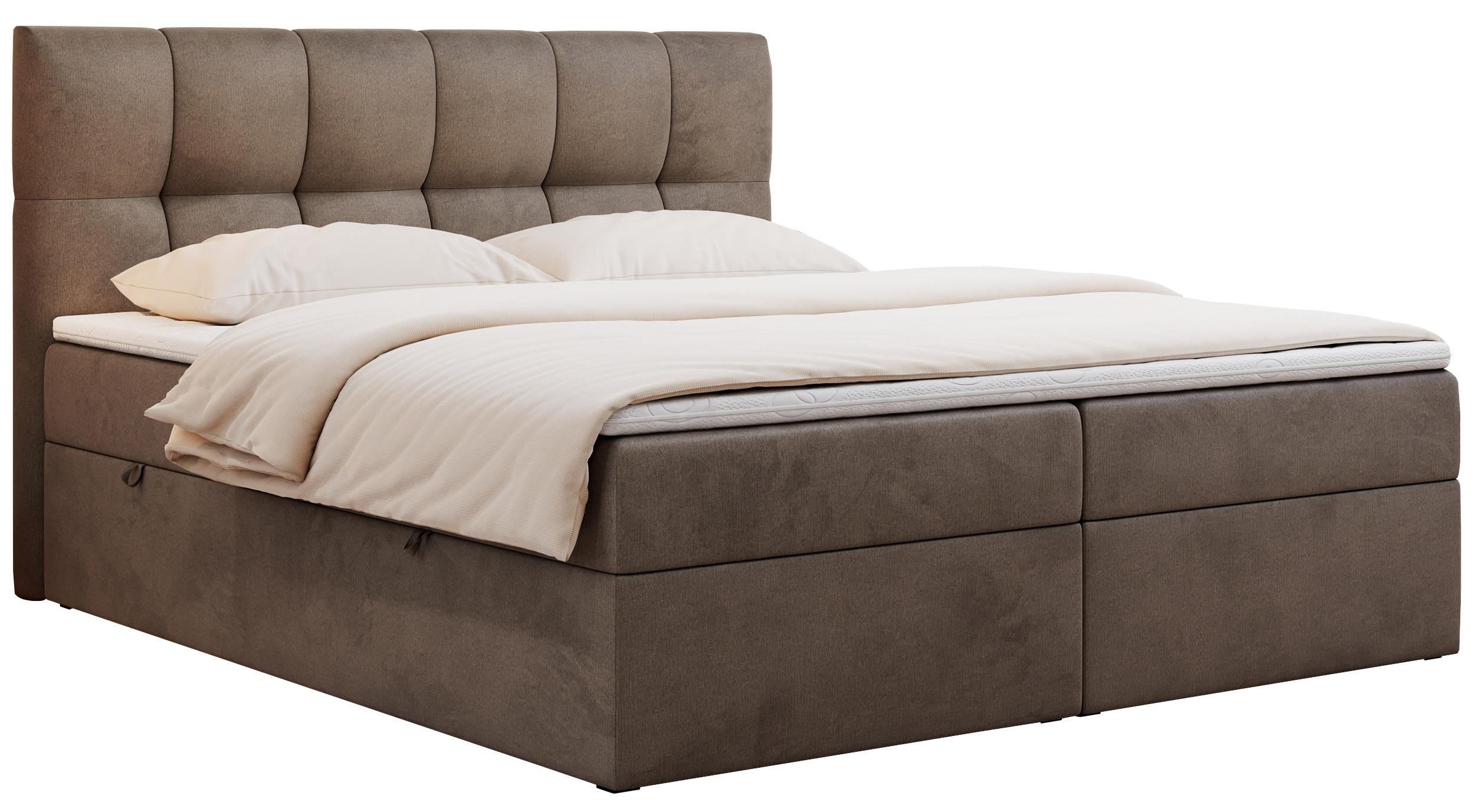 BOXBETT RICO 140/200 Braun Velvet - H3 - Braun, Holz/Textil (140/200cm) - MKS
