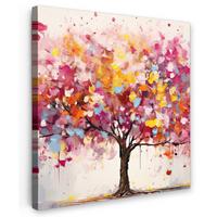 LEINWANDBILD Aquarell - Baum - Kunst - Abstrakt Deko Groß 90x90 cm - Rosa, Textil (90/90cm) - MuchoWow