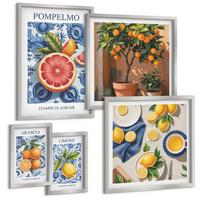 BILDER SET 5er Set - 50x50 cm & 20x30 cm & 40x60 cm Silberner Rahmen - Stilvolle Grafik, Ballerina-Architektur - Silberfarben, Kunststoff (40/60cm) - TULUP