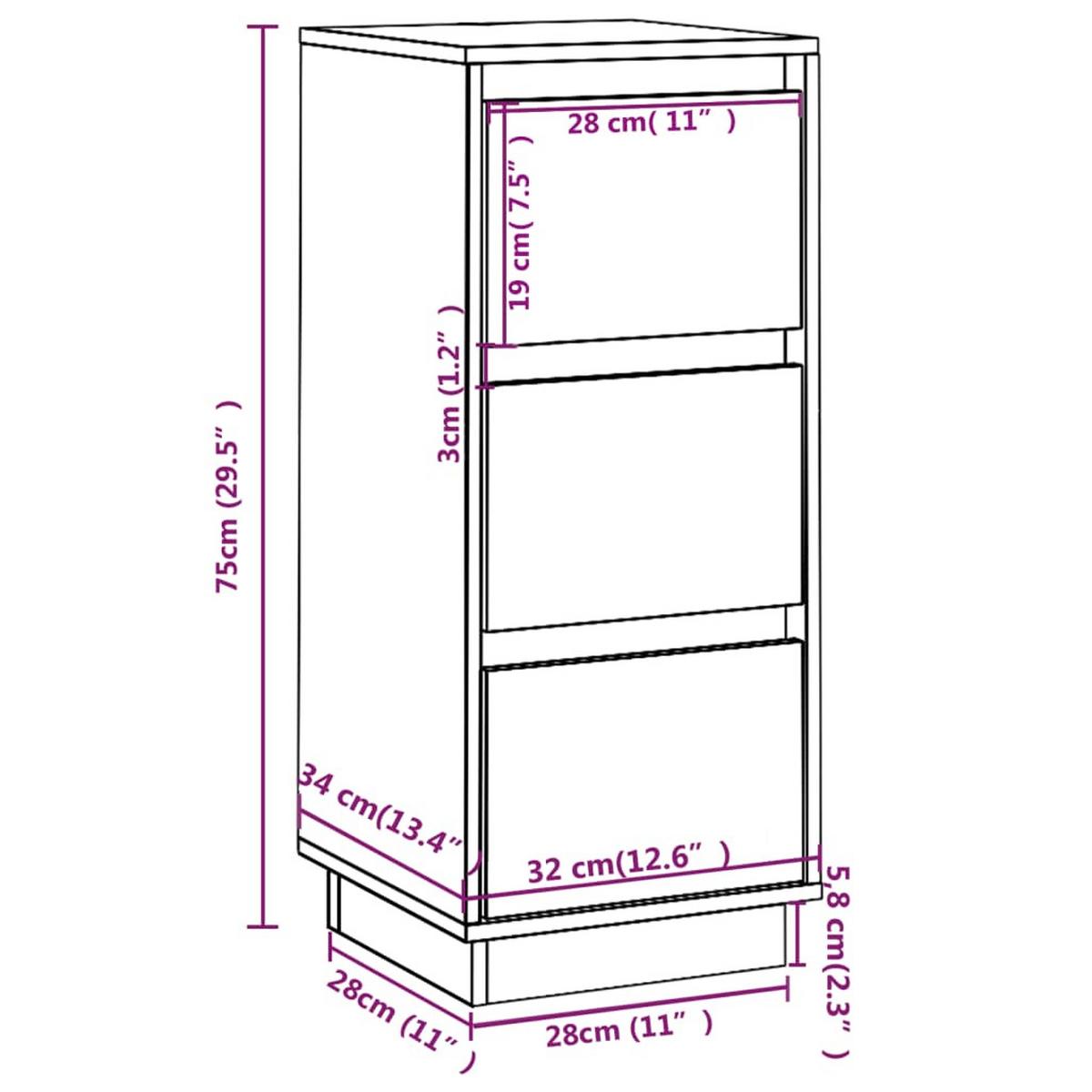 KOMMODE Gibson 34/32/75 cm 2er-Set - Weiß, Holzwerkstoff (34/75/32cm) - Nettlife
